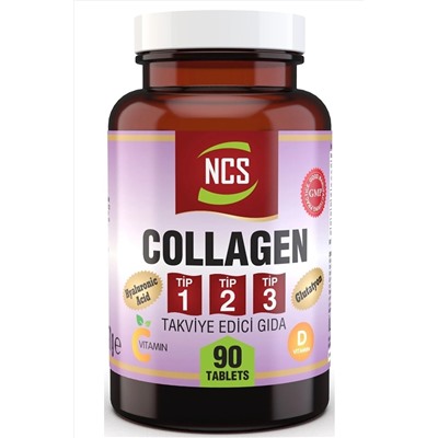 Ncs 90 Tablet Hidrolize Collagen (kolajen) Type (tip) 1-2-3 Hyaluronic Acid Vitamin C Glutatyon ncstip123glut90tbkpls