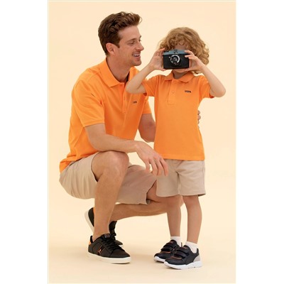 Erkek Çocuk Turuncu Basic Polo Yaka Tişört