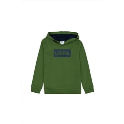 Erkek Çocuk Yeşil Basic Kapüşonlu Sweatshirt