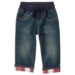 Plaid-Cuff Jeans