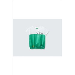 United Colors of BenettonKız Çocuk Mix Snoopy Baskılı Renk Bloklu T-shirt