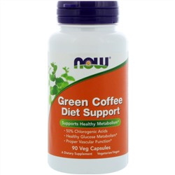 Now Foods, Зеленый кофе для пищевой поддержки, 90 капсул на растительной основе