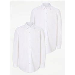 Easy On Boys White Long Sleeve School Shirt 2 Pack