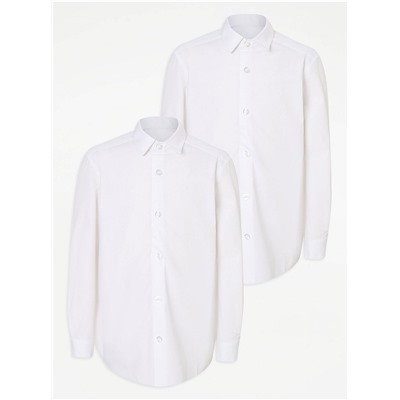 Easy On Boys White Long Sleeve School Shirt 2 Pack