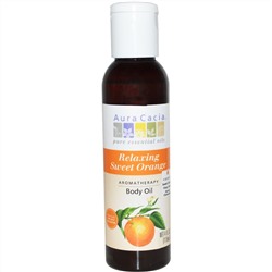 Aura Cacia, Ароматерапия масло для тела, расслабляющий сладкий апельсин, 4 жидких унций (118 мл)