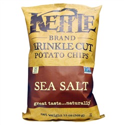 Kettle Foods, Рифленые картофельные чипсы с морской солью, 13 унций (369 г)