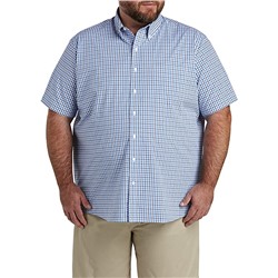 DXL Big and Tall Essentials Plaid Poplin Short-Sleeve Sport Shirt, Blue Multi, 7X