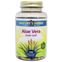 Nature's Herbs, Алоэ вера, мякоть листьев, 100 вегетарианских капсул