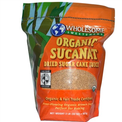 Wholesome Sweeteners, Inc., Органические Sucanat, обезвоженный сок сахарного тростника, 32 унций (907 г)