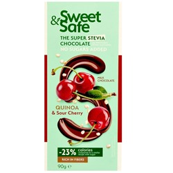 Sly Sweet&Safe Молочный шоколад киноа-вишня без добавления сахара 90 г Cтевия
