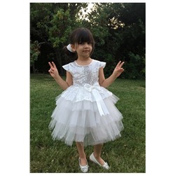Mixie beyaz pullu,doğum günü,abiye,tütü kız çoçuk elbisesi 9352