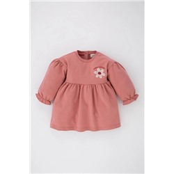 Defacto Kız Bebek Çiçekli Uzun Kollu Sweatshirt Kumaşı Elbise A6507A523AU