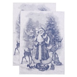 Полотенце жаккардовое Премиум "Дед Мороз"-син. 50*70 см.