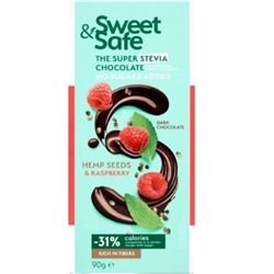 Sly Sweet&Safe Темный шоколад малина-хемп семена без добавления сахара 90 г cо стевией