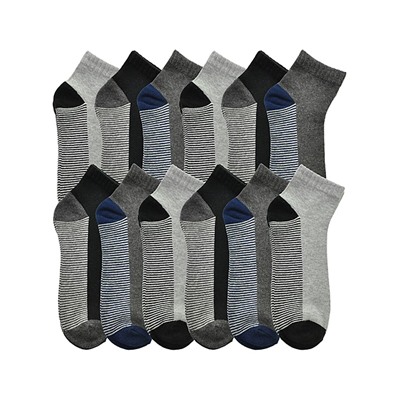 Black & Gray Low Cut 12-Pair Socks Set