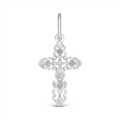 Крест из серебра родированный - 2,8 см