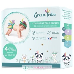 Green Tribu Couches Ecologiques - 7-18kg - Taille 4 - 22 couches
