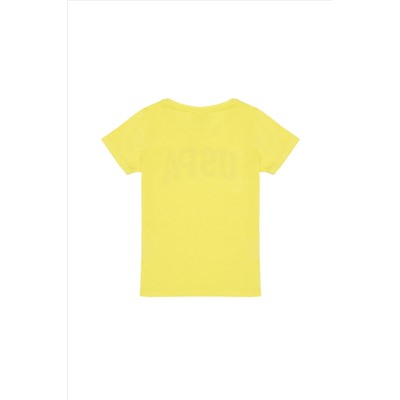 Kız Çocuk Neon Sarı Basic Tişört
