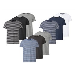 LIVERGY® T-Shirt Herren, 3 Stück, mit Rundhals oder V-Ausschnitt, hoher Baumwollanteil цвет Streifen/blau/grau, размер XL