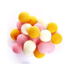 Тайская гирлянда (большие шарики) «Оранжевый-розовый с белым» Большие- спец.заказ для нашего сайта (20 шариков в гирлянде )  / Thai lightening balls orange pink +white