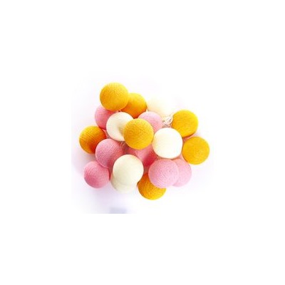 Тайская гирлянда (большие шарики) «Оранжевый-розовый с белым» Большие- спец.заказ для нашего сайта (20 шариков в гирлянде ) / Thai lightening balls orange pink +white