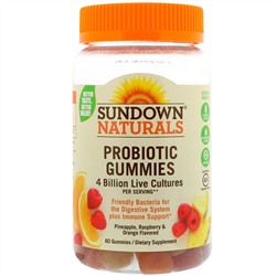 Sundown Naturals, Probiotic Gummies, 4 Billion Live Cultures, 60 Gummies