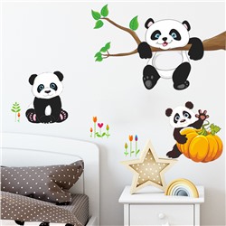 Наклейка многоразовая интерьерная "Веселые панды" (2531)