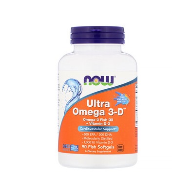 Now Foods, Ultra Omega 3-D, 90 рыбных капсул