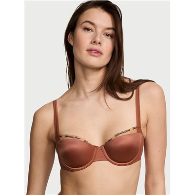 Smooth Logo Embroidery Lightly Lined Balconette Bra