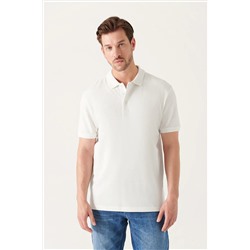 Avva Erkek Beyaz Polo Yaka T-shirt %100 Pamuk Serin Tutan Regular Fit E001004