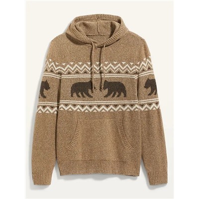 Fair Isle Pullover Sweater Hoodie for Men