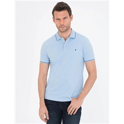 Açık Mavi Slim Fit Polo Yaka Basic Tişört