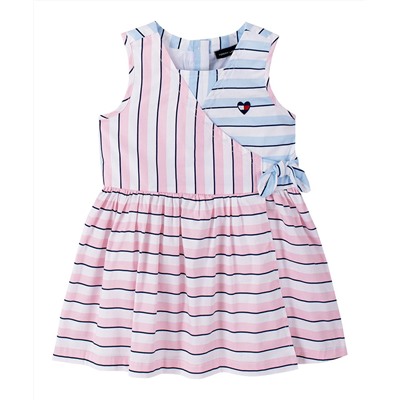 Pink & Blue Stripe Surplice Dress - Infant Tommy Hilfiger