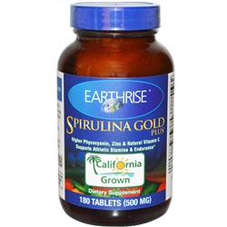 Earthrise, Спирулина Золотая Плюс, 500 мг, 180 таблеток