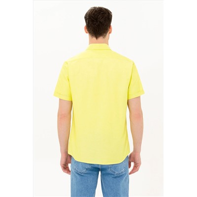 Erkek Neon Sarı Kısa Kollu Gömlek