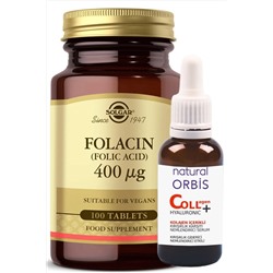 Solgar Folic Acid (FOLACİN) 400 Mcg 100 Tablet (NATURAL ORBIS KOLAJEN HYALURONİC ACİD SERUM 30 ML HEDIYE) hızlıgeldi003057