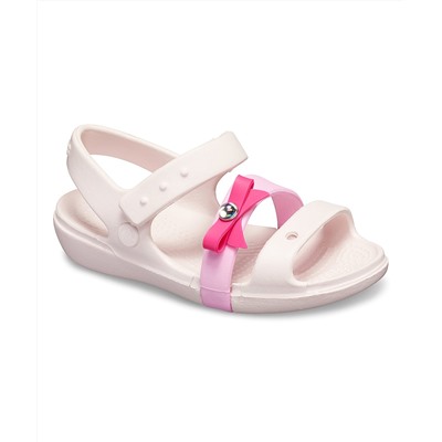 White & Pink Keeley Charm Sandal - Kids Crocs
