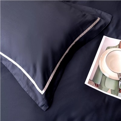Комплект постельного белья Однотонный Сатин Премиум широкий кант OCPK023