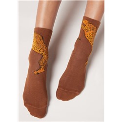 Kurze Socken mit Animal-Muster