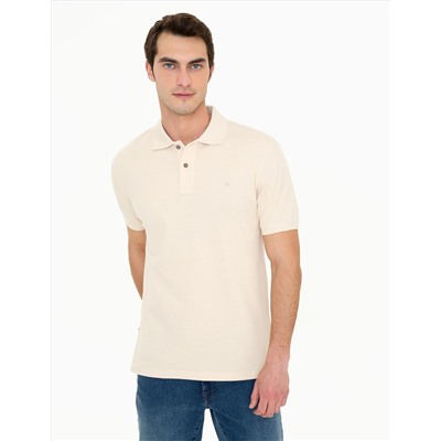 Bej Slim Fit Polo Yaka Basic Tişört