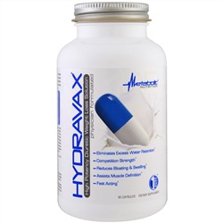 Metabolic Nutrition, Hydravax, высокоэффективное мочегонное средство для снижения веса, 30 капсул