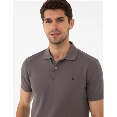 Koyu Gri Slim Fit Polo Yaka Basic  Tişört