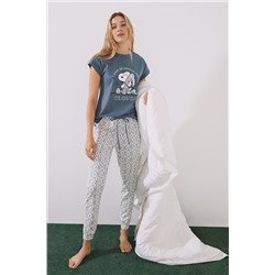 Pijama Capri 100% algodón Snoopy azul/blanco