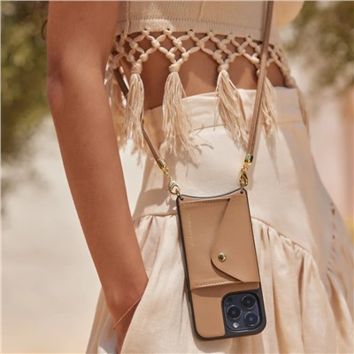 JULIAN Smooth Leather Crossbody Bandolier in Tan/Gold