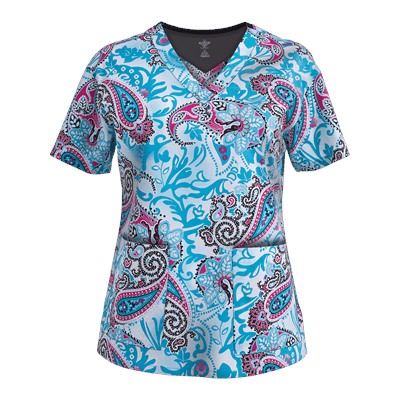 Med Couture Scrubs Paisley Connection Print Top