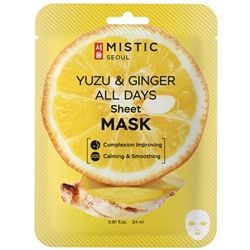 MISTIC YUZU &amp; GINGER ALL DAYS Sheet MASK Тканевая маска для лица с экстрактами имбиря и юдзу 24мл