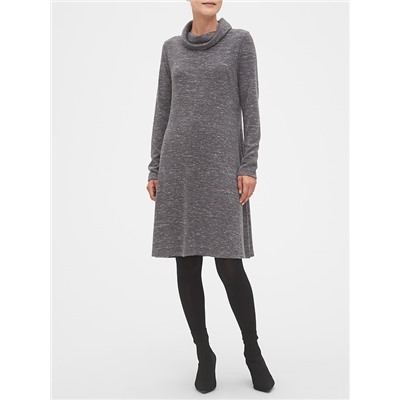 Cozy Cowl-Neck Fit-and-Flare Sweater Dress