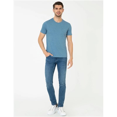 İndigo Slim Fit Bisiklet Yaka Basic Tişört