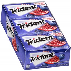 Trident Blueberry Twist Sugar Free Gum - with Xylitol - 12 Packs (168 Pieces Total)