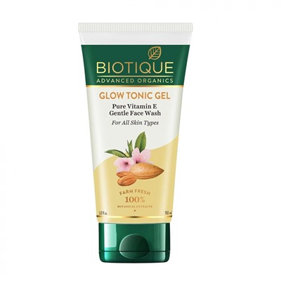 BIOTIQUE Advanced Organics Glow Tonic Gel Pure Vitamin E Gentle Face Wash Тонизирующий гель для умывания с витамином Е 150мл